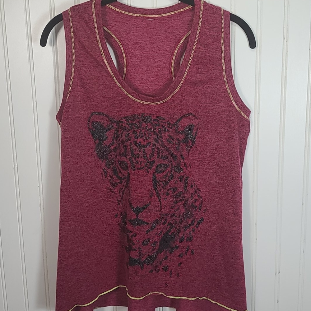 Pink & Black Heathered Racer Back Tank Big Cat